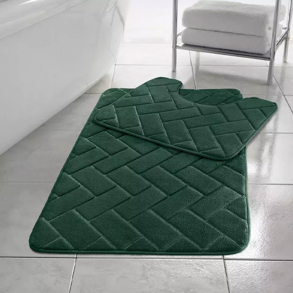 2 Pcs Anti-Slip Rubber Pedestal Memory Foam Mat Toilet Bathroom Rug