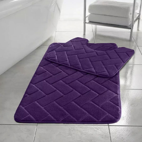 2 Pcs Anti-Slip Rubber Pedestal Memory Foam Mat Toilet Bathroom Rug