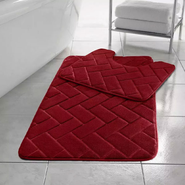 2 Pcs Anti-Slip Rubber Pedestal Memory Foam Mat Toilet Bathroom Rug