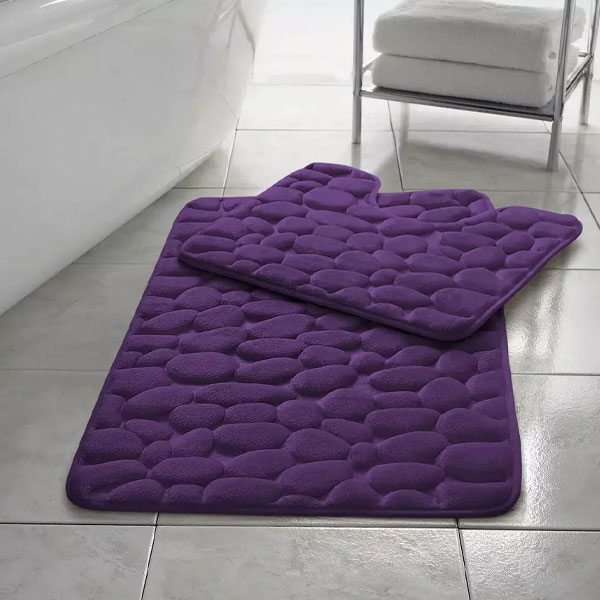 2 Pcs Non Slip Memory Foam Mat Rubber Pedestal Toilet Bathroom Rug