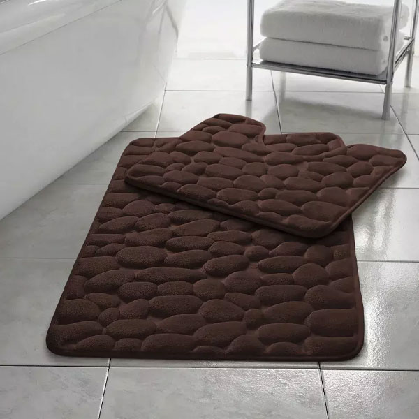 2 Pcs Non Slip Memory Foam Mat Rubber Pedestal Toilet Bathroom Rug