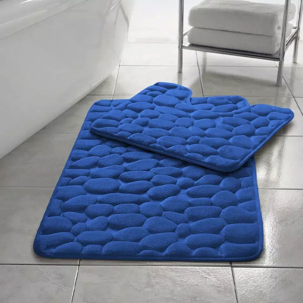 2 Pcs Non Slip Memory Foam Mat Rubber Pedestal Toilet Bathroom Rug