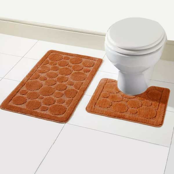 2 Pieces Large Soft Bathroom Shower Mat & Toilet Pedestal Rug Set 