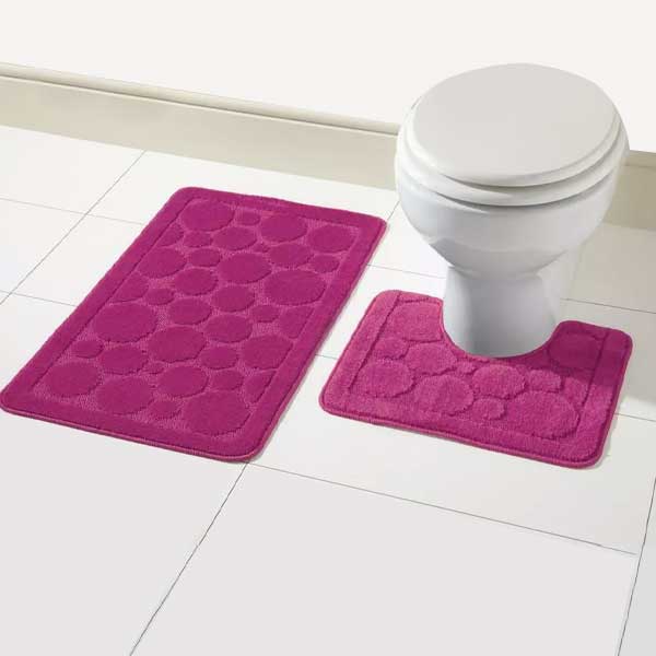 2 Pieces Large Soft Bathroom Shower Mat & Toilet Pedestal Rug Set 