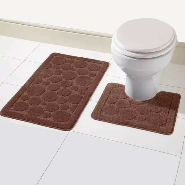 2 Pieces Large Soft Bathroom Shower Mat & Toilet Pedestal Rug Set 