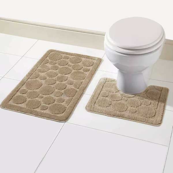 2 Pieces Large Soft Bathroom Shower Mat & Toilet Pedestal Rug Set 