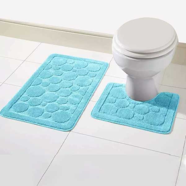 2 Pieces Large Soft Bathroom Shower Mat & Toilet Pedestal Rug Set 