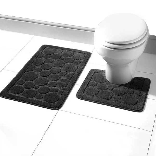 2 Pieces Large Soft Bathroom Shower Mat & Toilet Pedestal Rug Set 