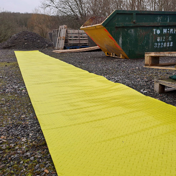 2mm Thick Durable Anti Slip Diamond Pattern Yellow Site Mat 