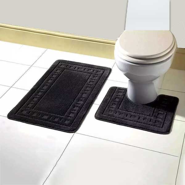 Anti-Slip 2 Pcs Rubber Pedestal Memory Foam Mat Toilet Bathroom Rug