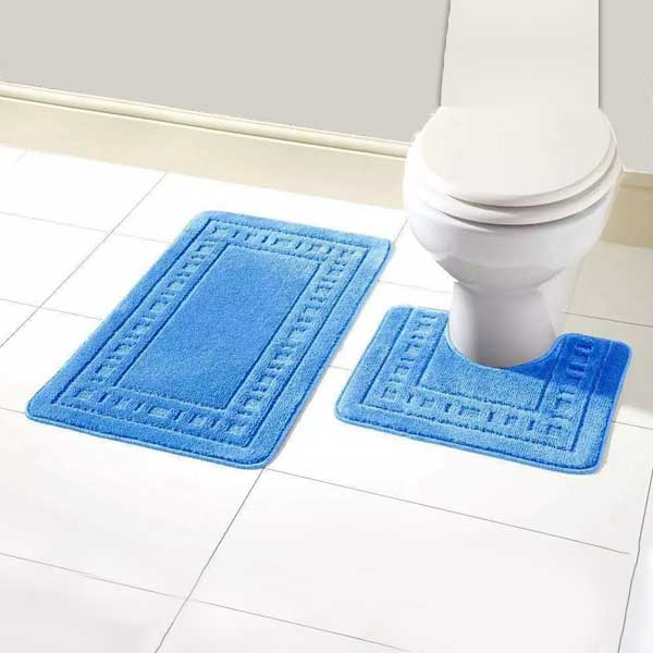 Anti-Slip 2 Pcs Rubber Pedestal Memory Foam Mat Toilet Bathroom Rug