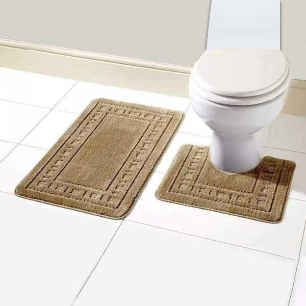 Anti-Slip 2 Pcs Rubber Pedestal Memory Foam Mat Toilet Bathroom Rug