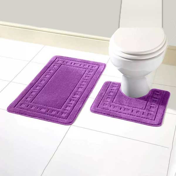 Anti-Slip 2 Pcs Rubber Pedestal Memory Foam Mat Toilet Bathroom Rug