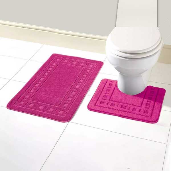 Anti-Slip 2 Pcs Rubber Pedestal Memory Foam Mat Toilet Bathroom Rug