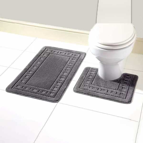 Anti-Slip 2 Pcs Rubber Pedestal Memory Foam Mat Toilet Bathroom Rug