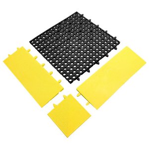 Black/Yellow Interlocking Anti Slip Floor Tiles