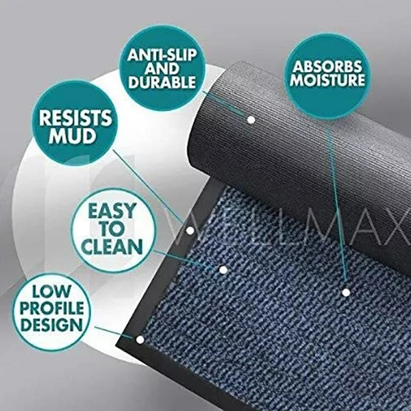 Heavy Duty Blue/Black Non Slip Rubber Barrier Hard Wearing Mats For Indoor & Outdoor