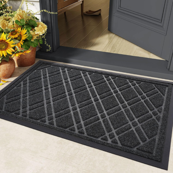 Dirt Trapper Non-Slip Rubber Backing Waterproof Entrance Rug Doormat for Outdoor and Indoor