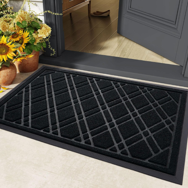 Dirt Trapper Non-Slip Rubber Backing Waterproof Entrance Rug Doormat for Outdoor and Indoor