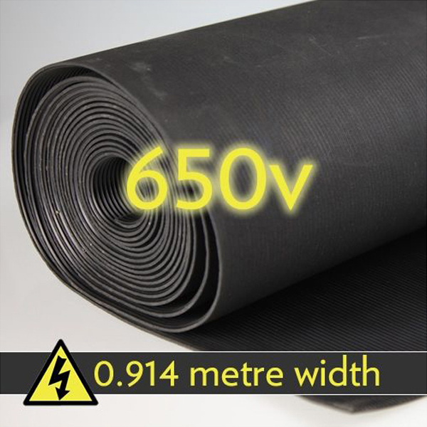 Electrical Safety Matting 9mm Thick Fine Ribbed Heavy Duty