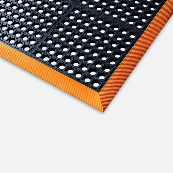 Non Slip Anti Fatigue Ring Rubber Mat with Orange Border