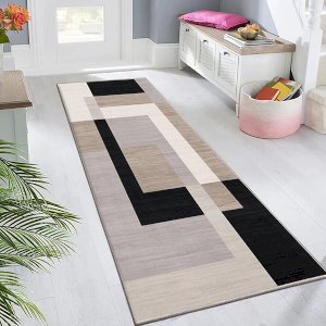 Non Slip Milo Neutral Crystal Hallway Runner Washable Rugs Kitchen Carpet Floor Mats